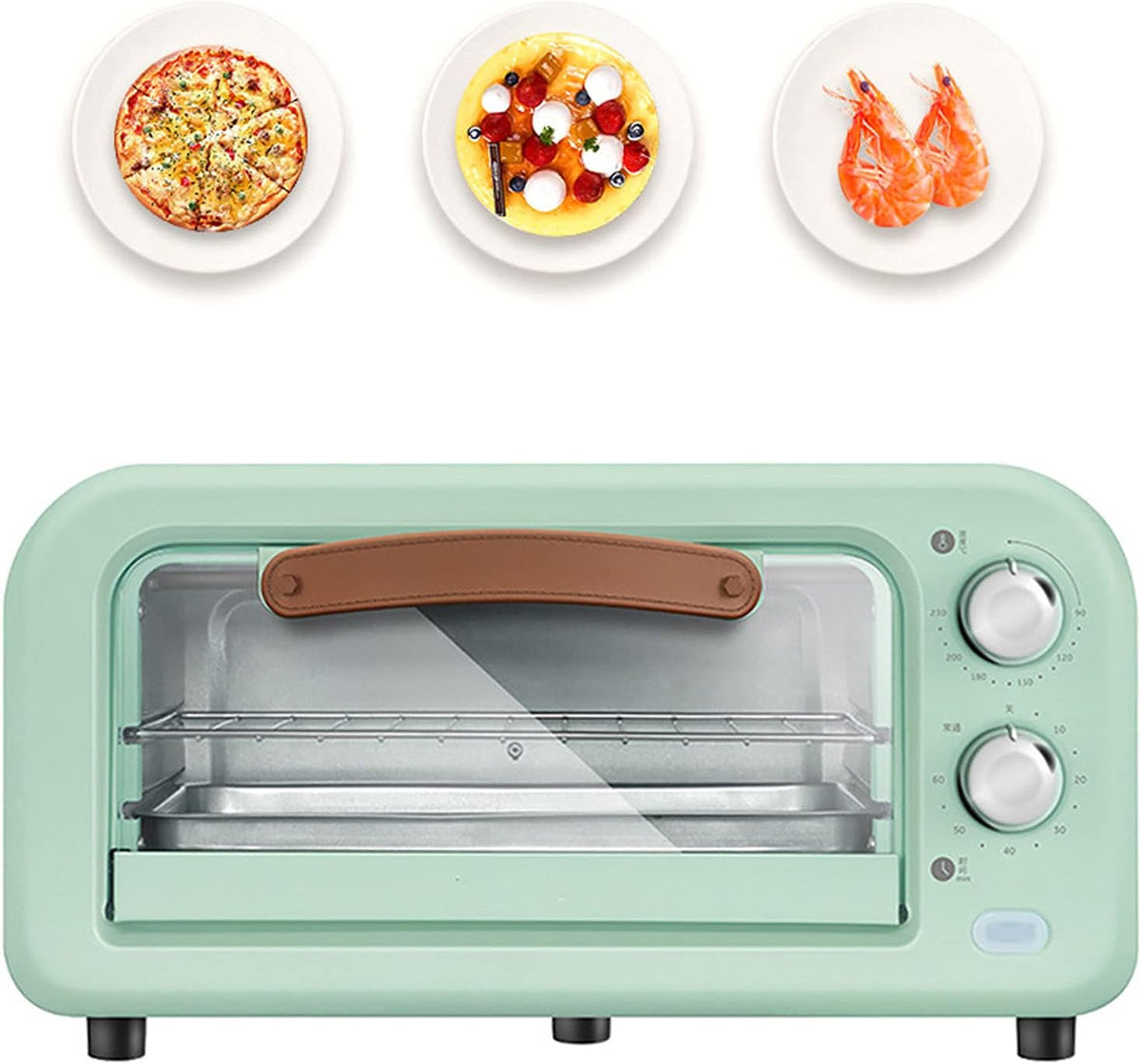 Jfgctyhxy Mini-oven Kleine oven, 12L elektrische oven tafelmodel koken bakken draagbare 60 min timer 90-230° roestvrijstalen verwarmingsbuis