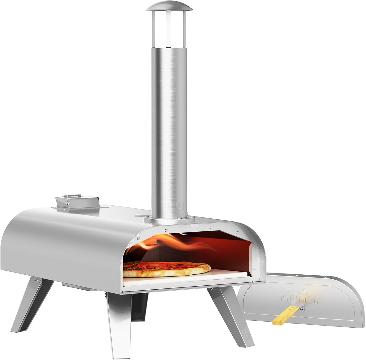 BIG HORN Pizzaoven Grote 12'', Pellets + Draagbaar