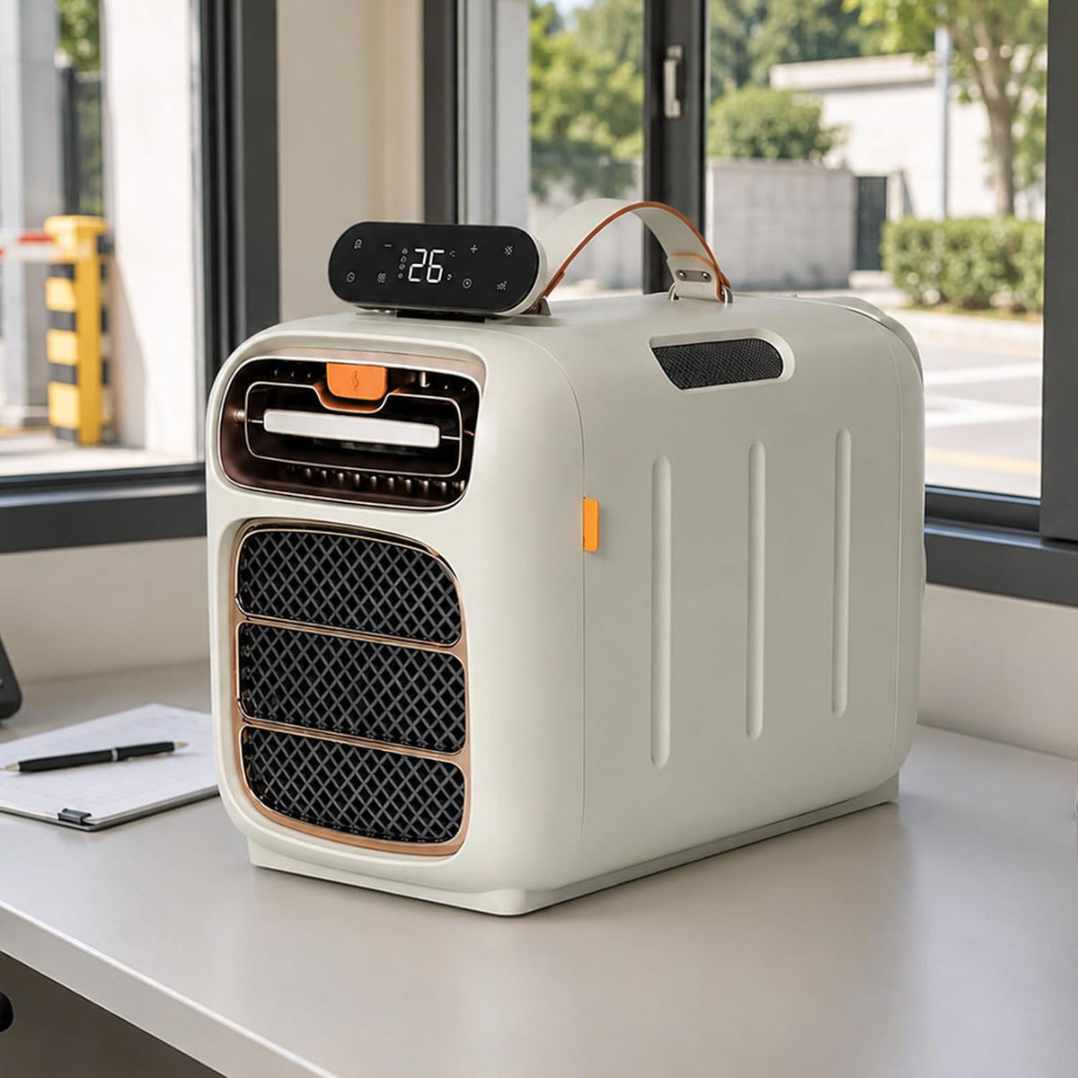 pealiritansemen Mobiele airco Compacte 4700 BTU, Timer, Afstandsbediening, Camping Airco, met Touchbediening, Slaapstand en Dubbele Slang