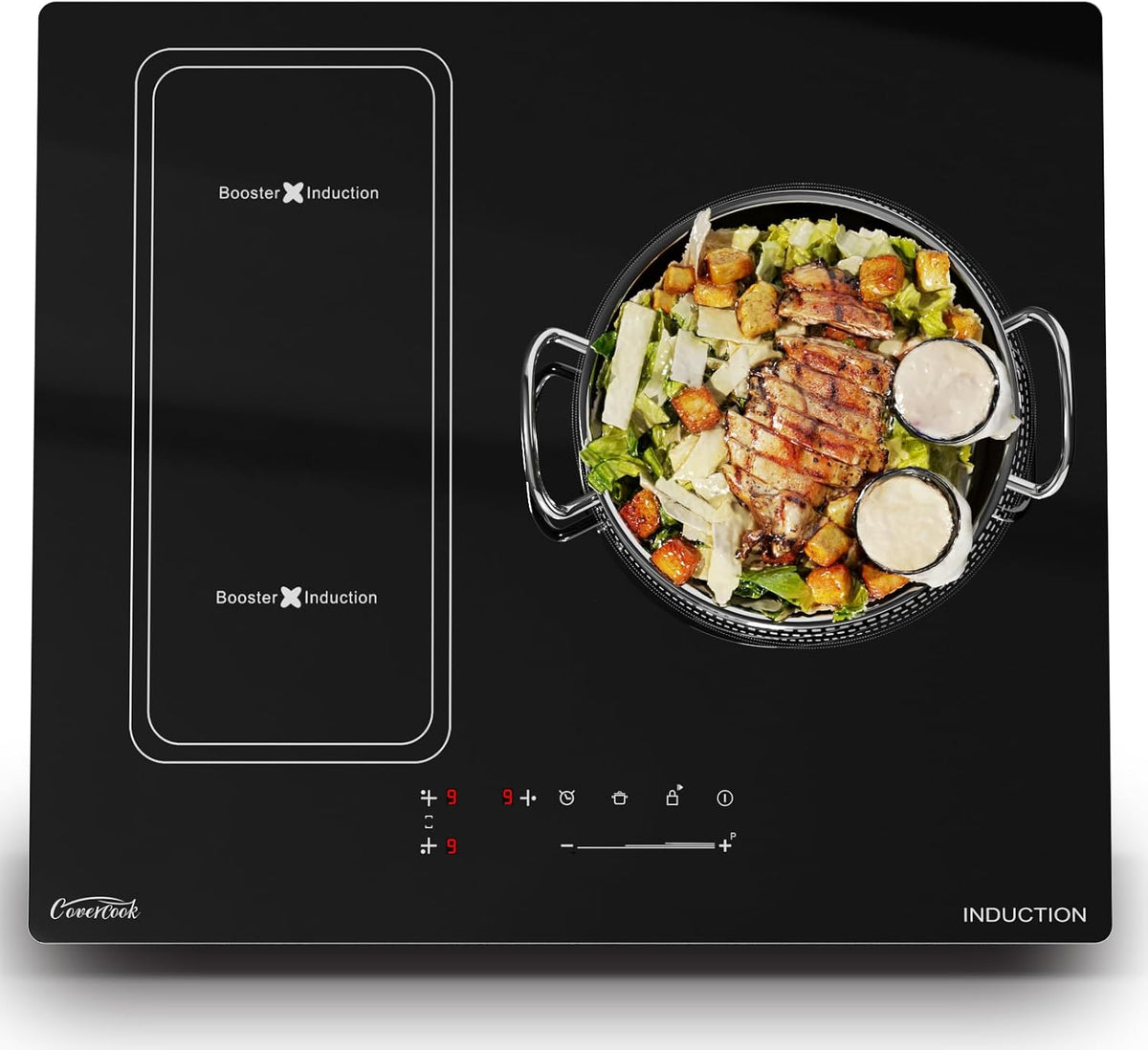 Covercook Kookplaat Inductiekookplaat, 60 cm, met 3 kookzones, timer, touch-bediening, boost-functie, veiligheidsvergrendeling