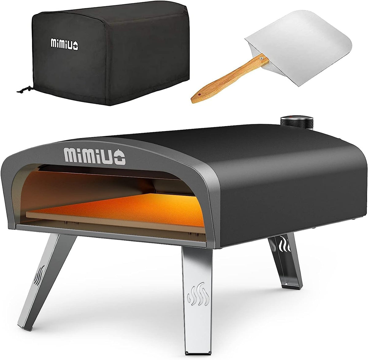 Mimiuo Elektrische kachel Gas Pizza Oven Outdoor, met 33 cm Pizza Stone, Draagbare Propaan Pizza Ovens, voor Buiten, Professionele Pizza Kachel