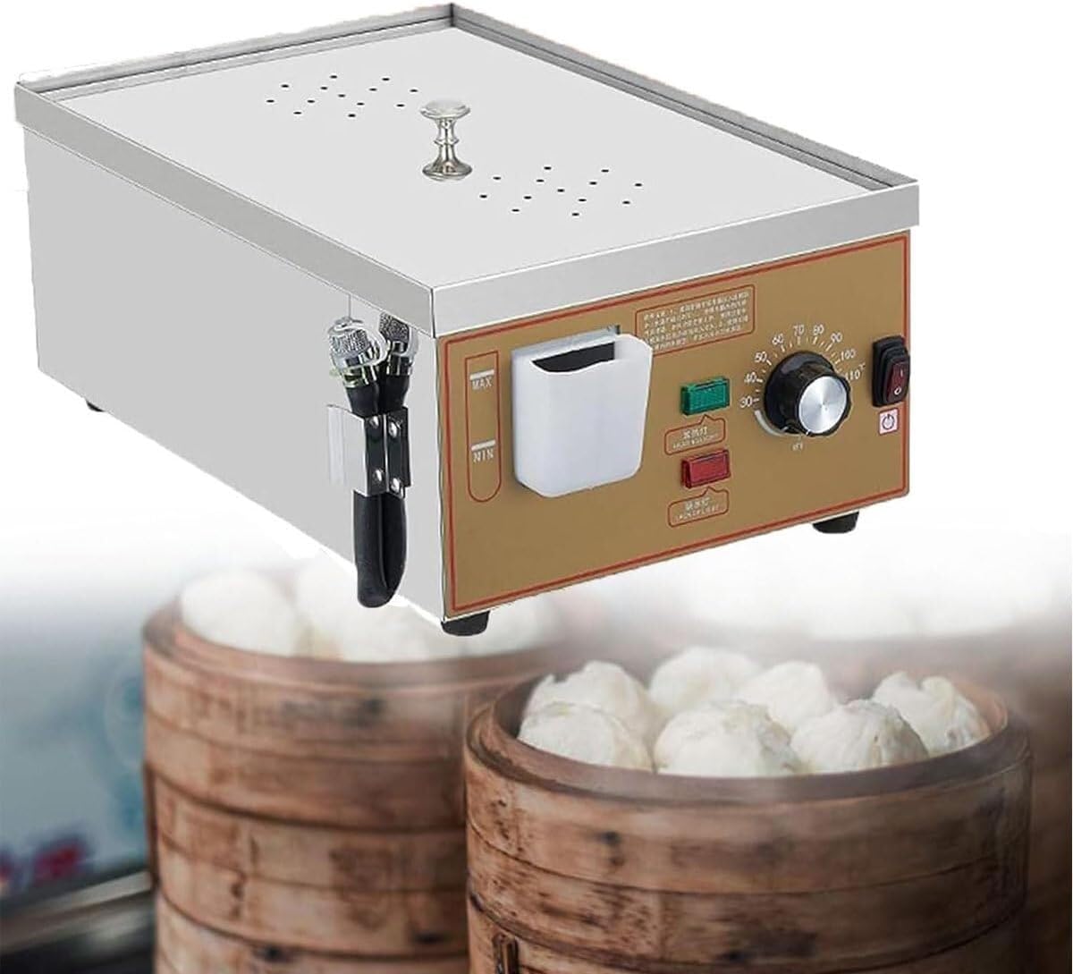 Steamers Commerciële elektrische stoomboot om te koken, met 4 gaten, roestvrijstalen ontwerp, met U-buisverwarming en droog kookalarm, ideaal