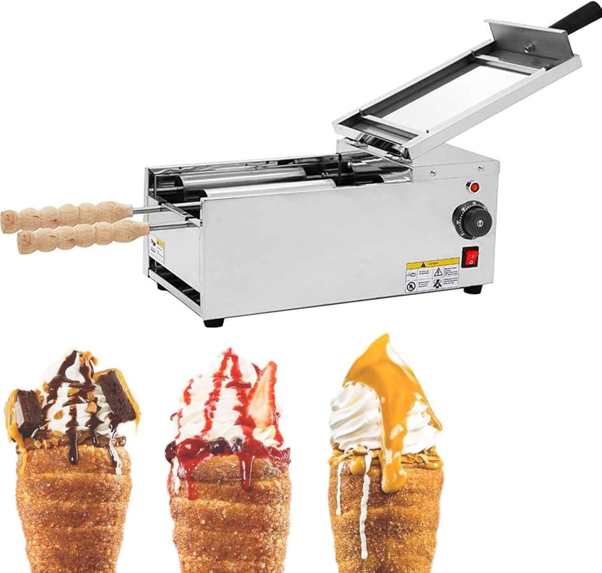 ZenSeFarin Mini-oven Commerciële Chimney Cake-oven, 1500 W elektrische bakmachine, temperatuurbereik van 50°C tot 300°C, met 2 bakrollen