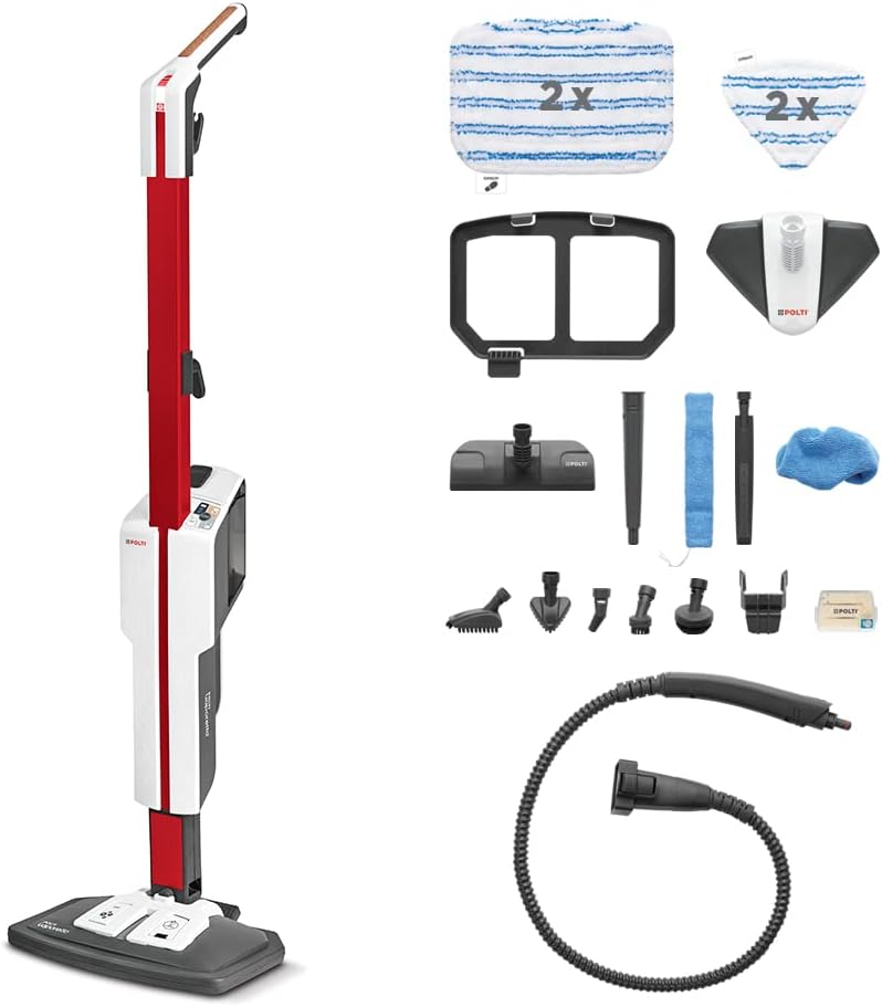 Polti Stoomreiniger Vaporetto SV650_style, 19 accessoires, rood, stoombezem, met geïntegreerde draagbare reiniger, met extra stoomfunctie, handvat