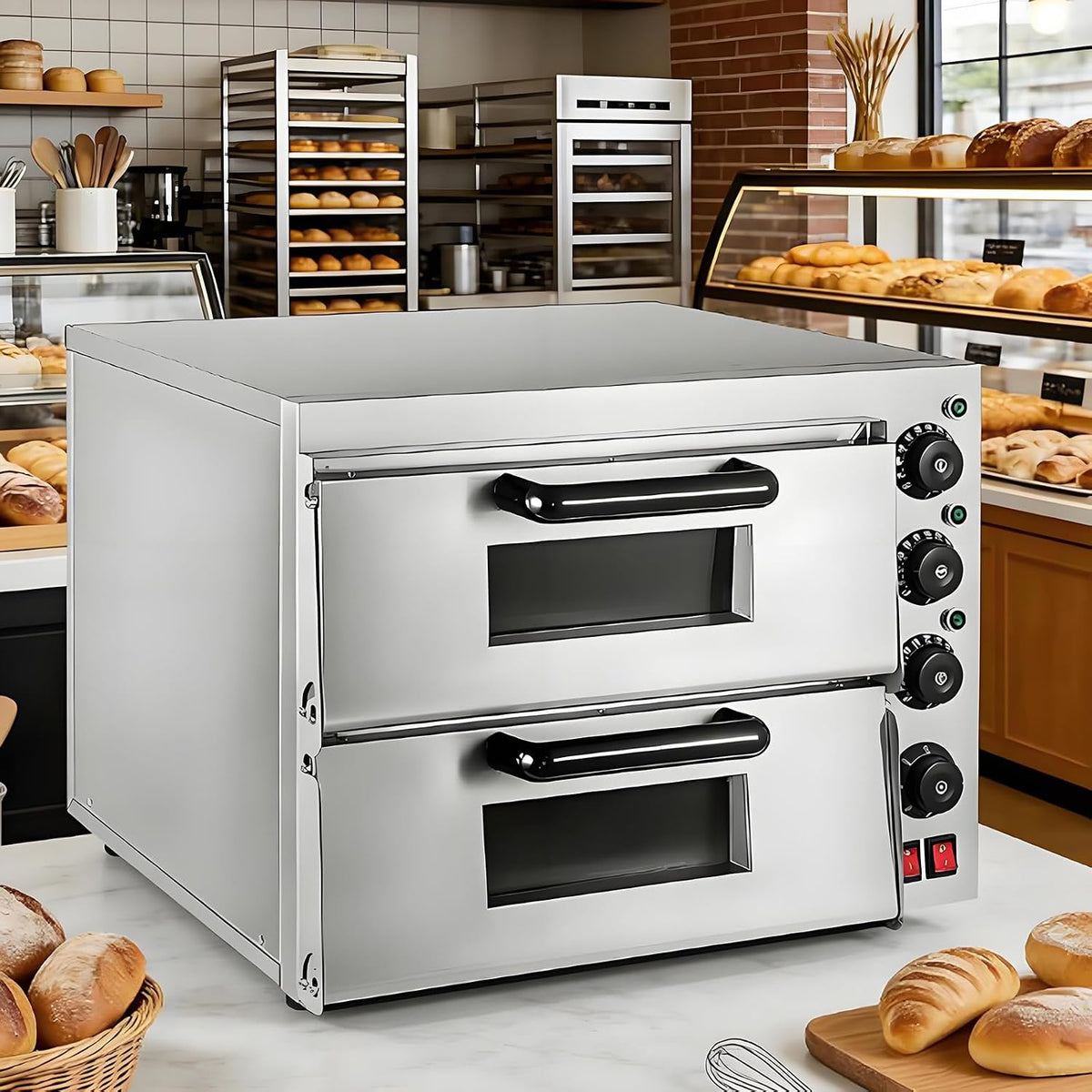 Pizzaoven AityBuy Commerciële Op Het Aanrecht, Elektrische Pizzaoven, Multifunctionele Pizzamaker, Voor Binnen, Pizzalade, Broodroosteroven