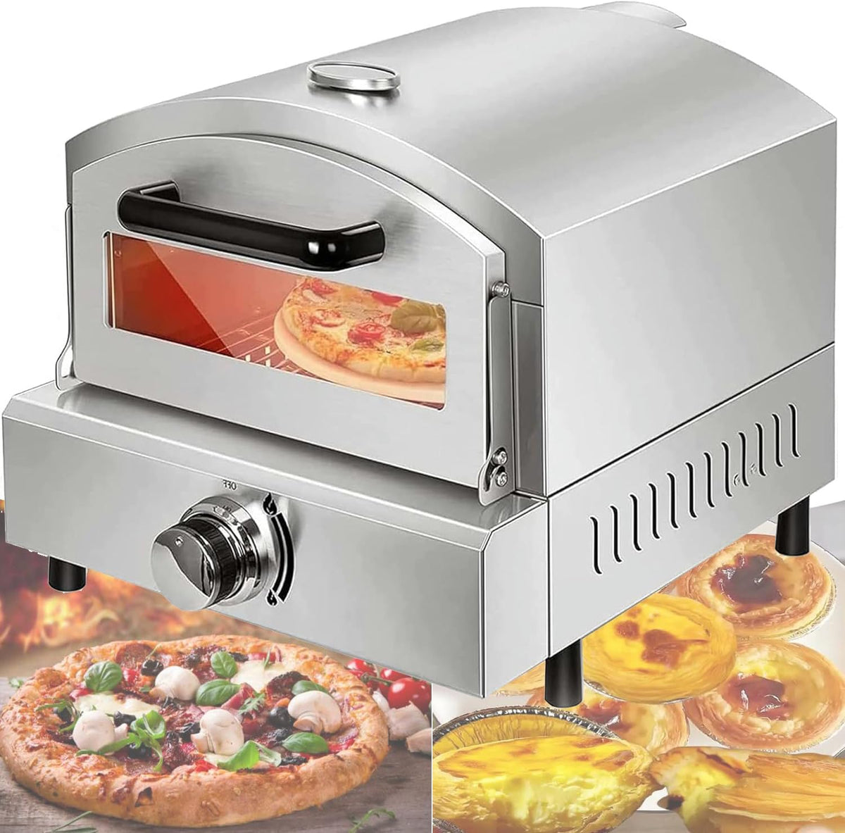 TozMvi Pizzaoven Gas Pizza Oven Aanrecht, Roestvrijstalen Elektrische Pizza Oven, Commerciële Pizza Maker, Multifunctionele Snack Toaster Apparatuur
