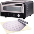 Wintem Pizzaoven Elektrische, 2200 W, 37 x 37 cm, de elektrische pizzaoven bereikt 450 °C in 2 minuten, grijs, met schep, elektrische oven