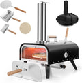 Pizzaoven Costway Outdoor, draagbare pizzaoven van roestvrij staal, met pizzasteen, pizzaschep, thermometer, inklapbare poten en draagtas, feest