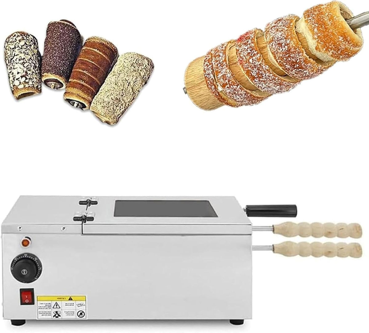 PioMue Elektrische haard Commerciële oven, 1600W elektrische cake-roller, met open haard, voor ijshoorntjes, temperatuurregeling
