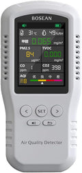 Luchtkwaliteitsmeter Irfora Draagbare luchtkwaliteitsmonitor, CO2, PM2,5, HCHO TVOC, temperatuur-vochtigheidsmonitor, digitale luchtkwaliteitsdetector