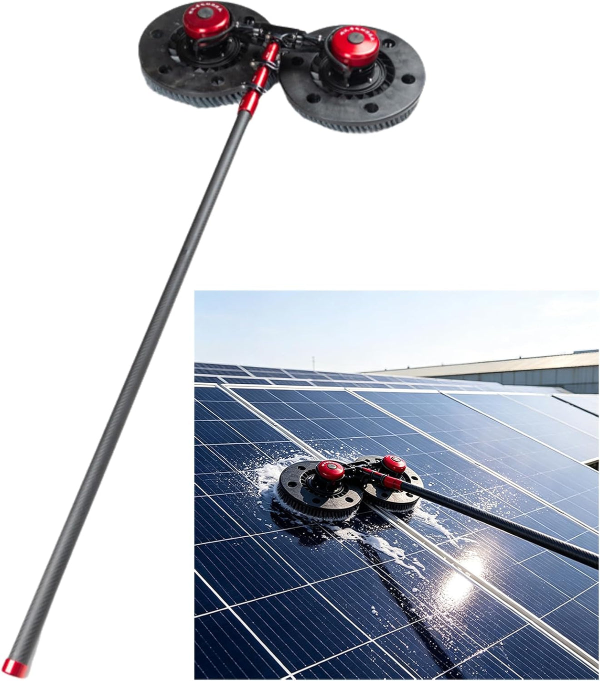 Fxnfxla Schoonmaakgereedschap Reinigingsborstel, Met Telescopische Steel 2.4m, Voor Zonnepanelen