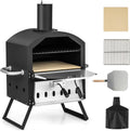 Elektrische kachel Komfotteu Pizza Oven Outdoor, Pizzaoven 600°C, Pizza oven 2 standen, Draagbare houtkachel van roestvrij staal, voor tuin, Mini oven