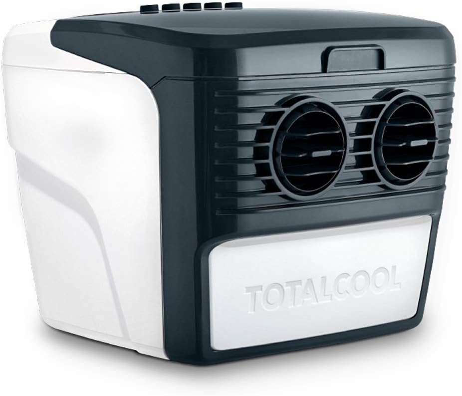 Mobiele airco Totalcool 3000 Draagbare Luchtkoeler, 12 volt en netvoeding, Wit/Grijs, Verdampingskoelsysteem, lichtgewicht, laag energieverbruik