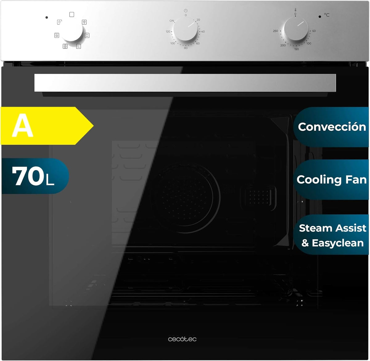 Grill Cecotec Bolero Hexa M236000 multifunctionele inbouwoven Time A, 2800 W, 70 l, 6 functies: Defrost, timer, convectie, koelventilator, basis XXL