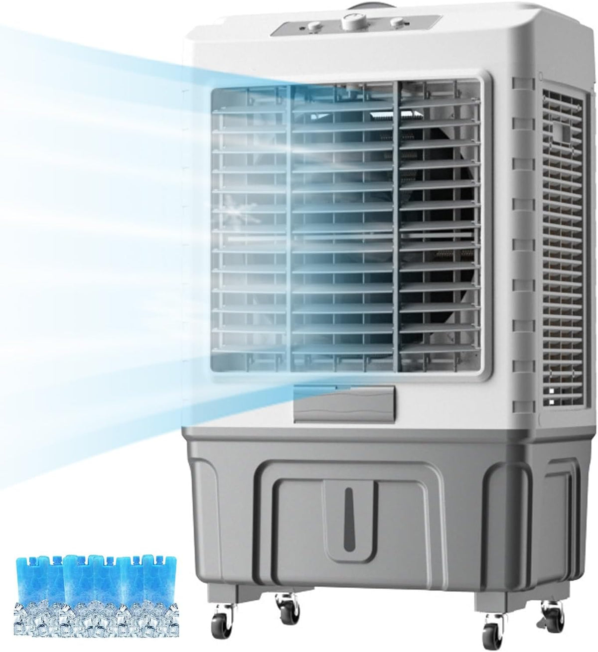 Mobiele airco Industriële koeling airconditioner, met 3 snelheden, 3 ijsboxen, 120 ° oscillatie, draagbare verdampingsluchtkoeler Koelventilator