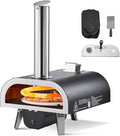 Pizzaoven Vevor Houtgestookte buiten, 30 cm automatisch roterende pizzaovens, draagbare pelletpizzamachine, pizzasteen, draagtas en schep