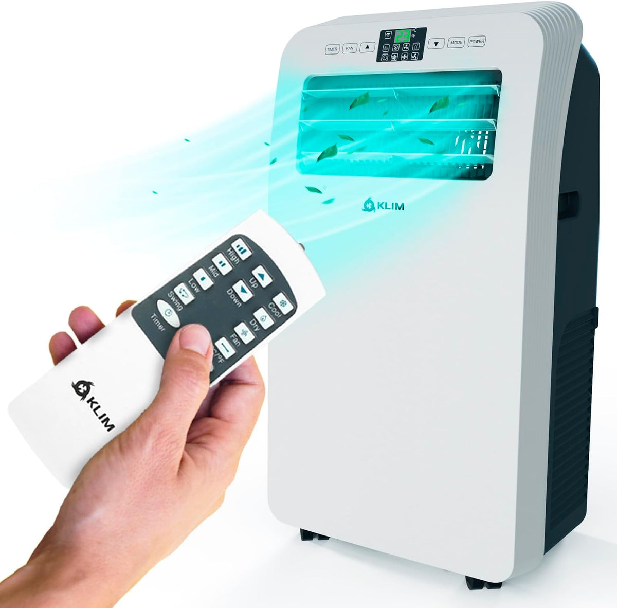 KLIM Mobiele airco AC12000 airconditioner, met 12.000 BTU, 3-in-1, afstandsbediening, en stil, ingebouwde luchtontvochtiger, ventilator en koelmodus