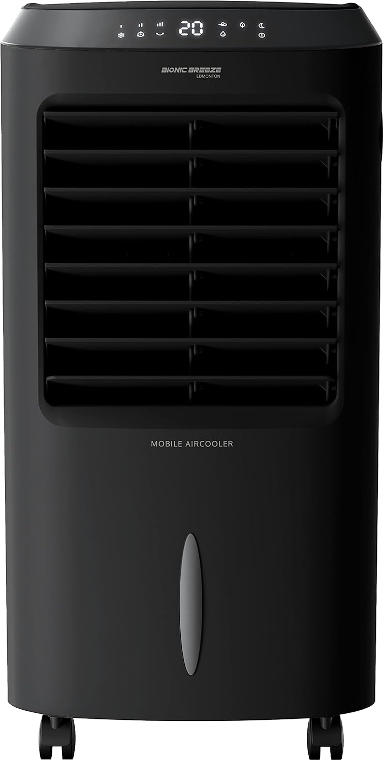 JAP Mobiele airco Edmonton, zonder afvoer, Afstandsbediening, Zwart, Cooler, Luchtkoeler, Aircooler, met water, Ventilator