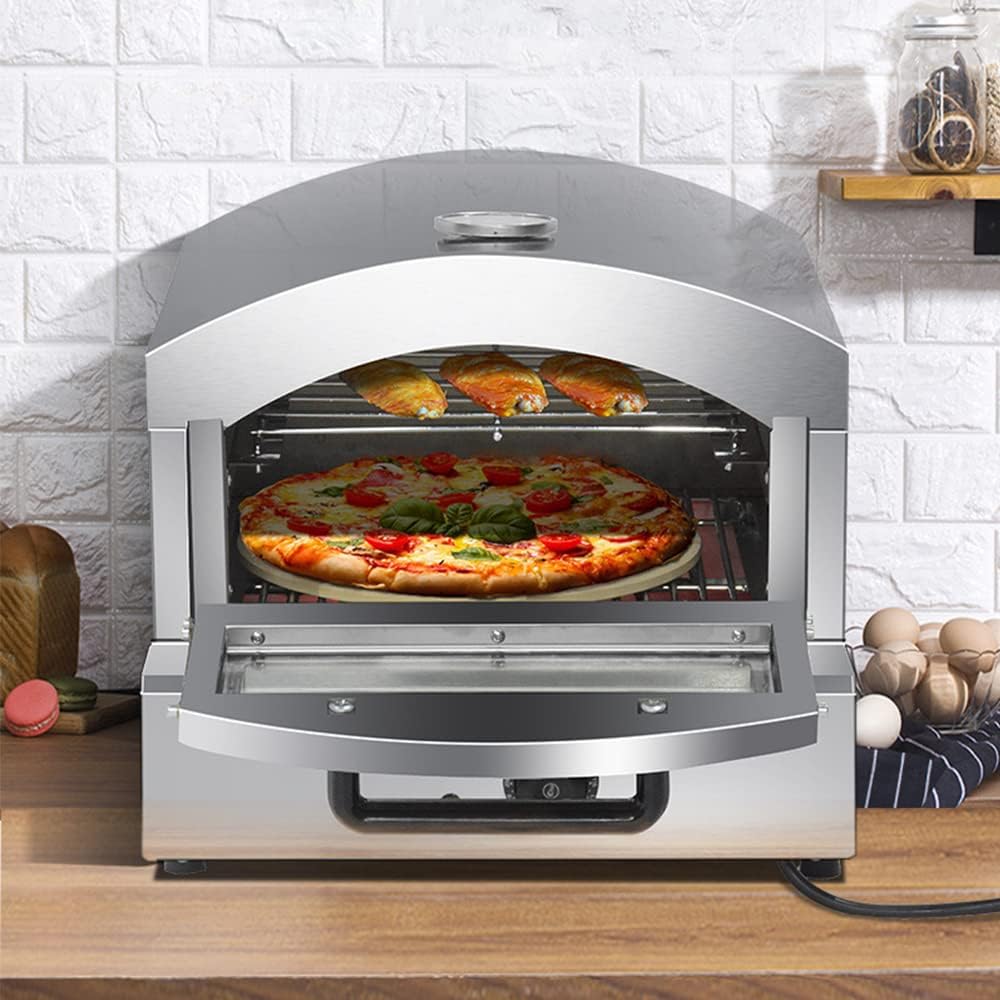 Mnssrn Mini-oven Draagbare pizza -oven, elektrische/gaspizza -oven 350 ° C temperatuurregeling, pizza ovenmachine, met temperatuurdashboard, Electric