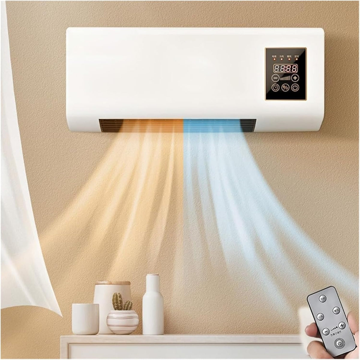 Jbknan Wand-airconditioner Wandgemonteerde Airco En Verwarmingscombinatie, Met Afstandsbediening