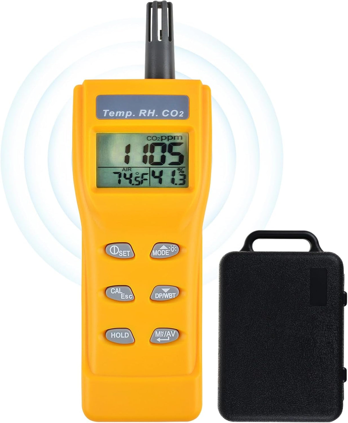 Danoplus Gasdetector CO2 Meter Handheld CO2 Detector, 0-9999ppm Digitale CO2 Monitor Temperatuur en Vochtigheid Meter Kooldioxide Detector