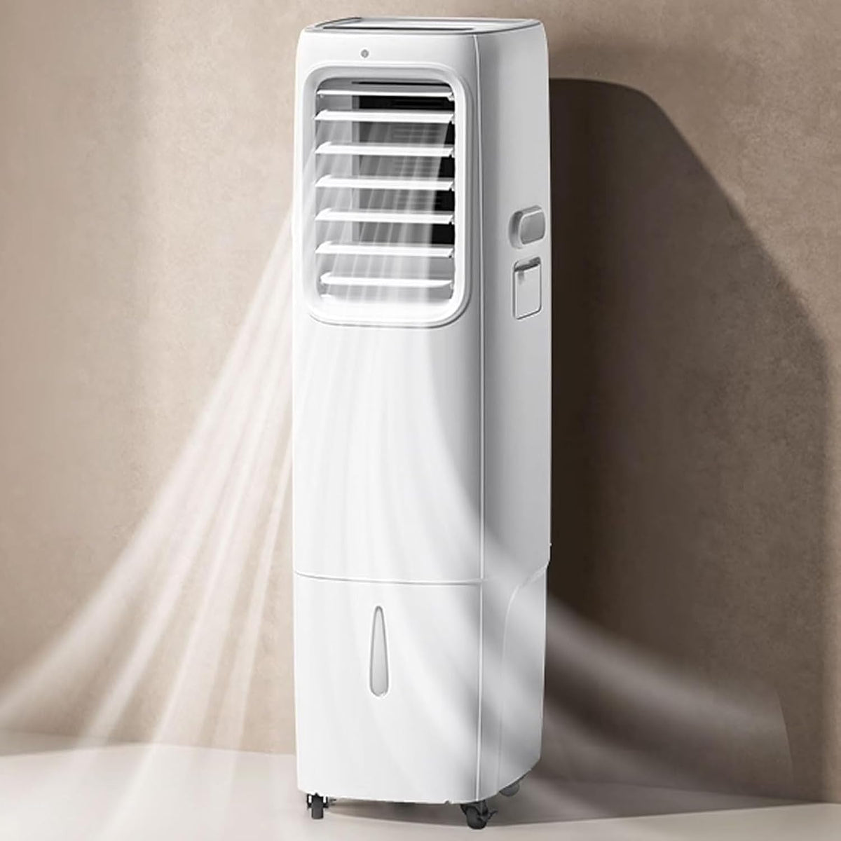 Huanqin Mobiele airco Draagbare luchtkoeler, 25L watertank, zonder afvoer, met luchtontvochtiger, universele wielen, staande airconditioner