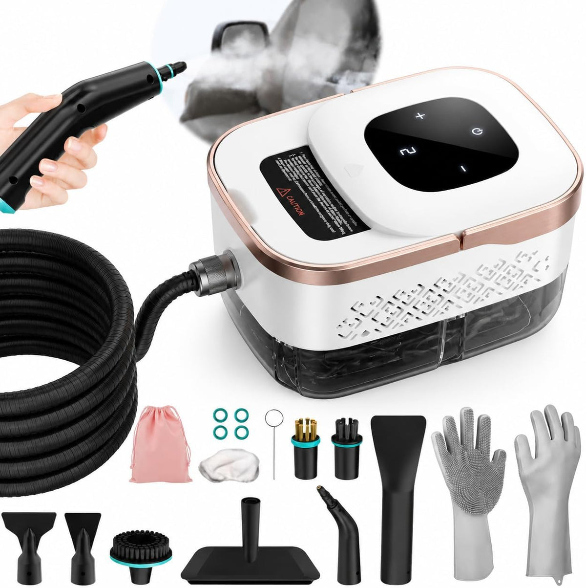 Bestbuy8 Stoomreiniger, 6 stoomstanden, 44 oz tank & 11 stuks accessoires, 1500W stoomreiniger, voor thuis, stoomboot, voor het reinigen van auto
