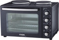 Mini-oven Cooks Professional Draagbare, inhoud 34 liter, zwart en zilver, met kookplaten, elektrische tafeloven, met twee kookplaten, compacte oven