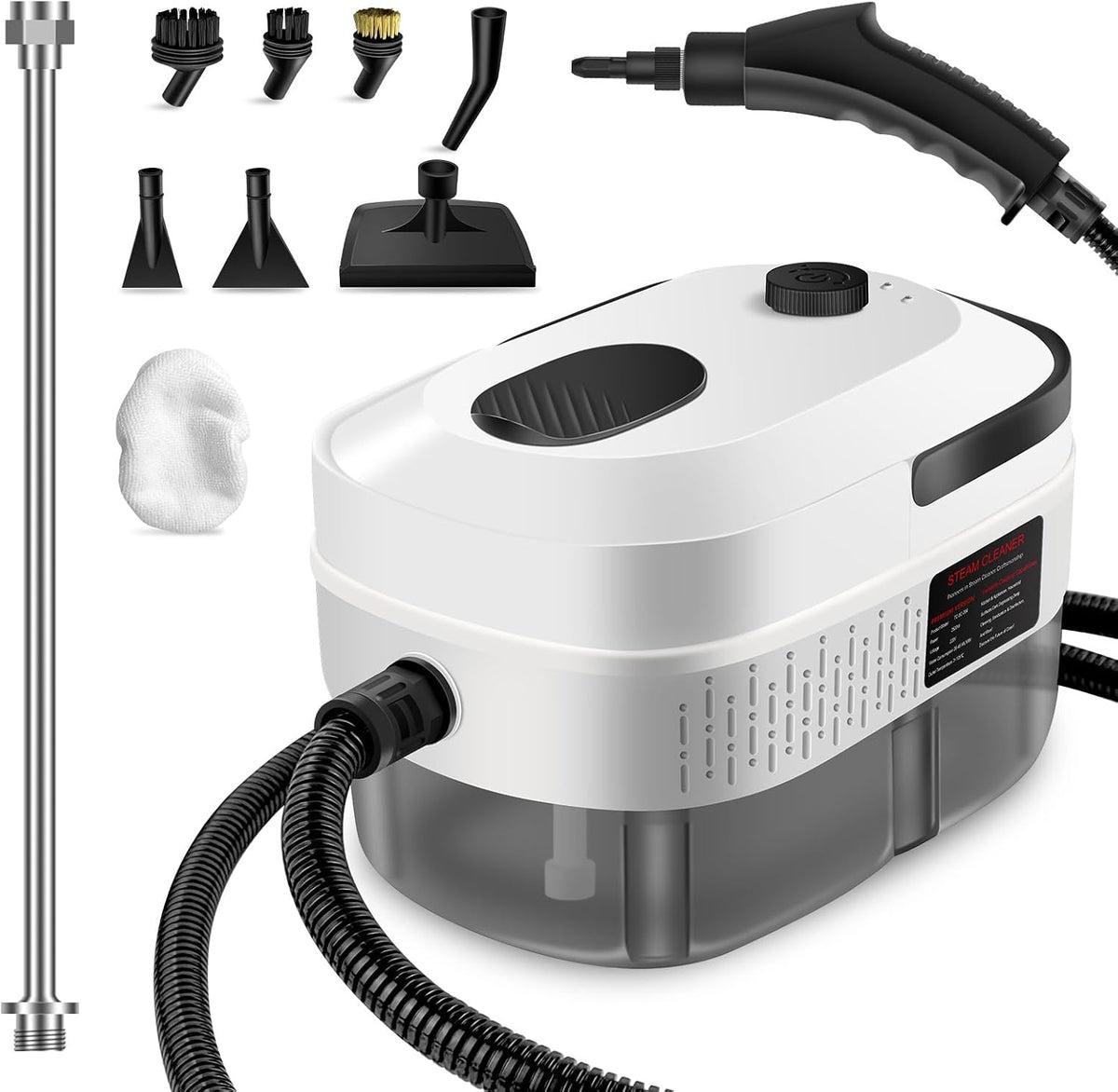 Stoomreiniger Zerpyor Handstoomreiniger, 2500 W, 15 seconden, 3-traps temperatuur, 32 oz diepe reinigingsstoom, met 10 raambevestigingen