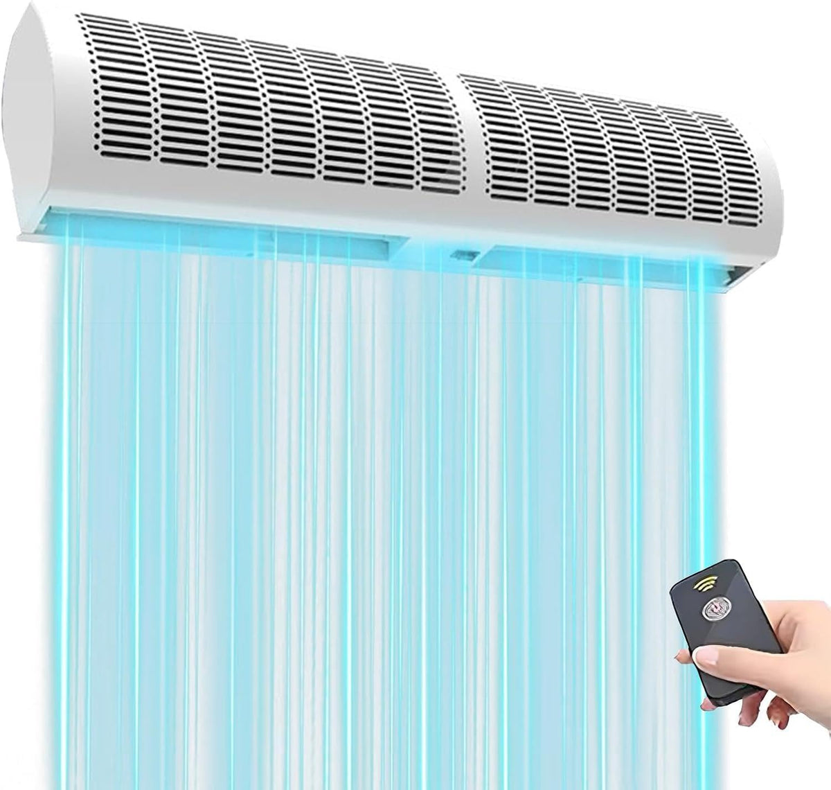 Huington Wand-airconditioner Wandgemonteerd luchtgordijn, met 2 snelheden, afstandsbediening