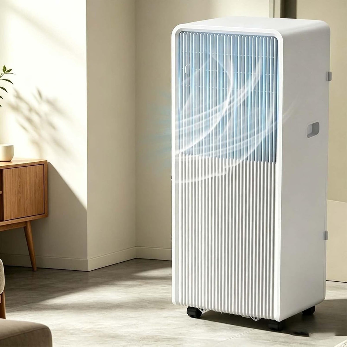 Huanqin Mobiele airco Draagbare Unit - 4-in-1 Inverter Airconditioner, 360° Zwenkwielen, met Koelen, Verwarmen, Ontvochtigen & Ventileren, Stofilter