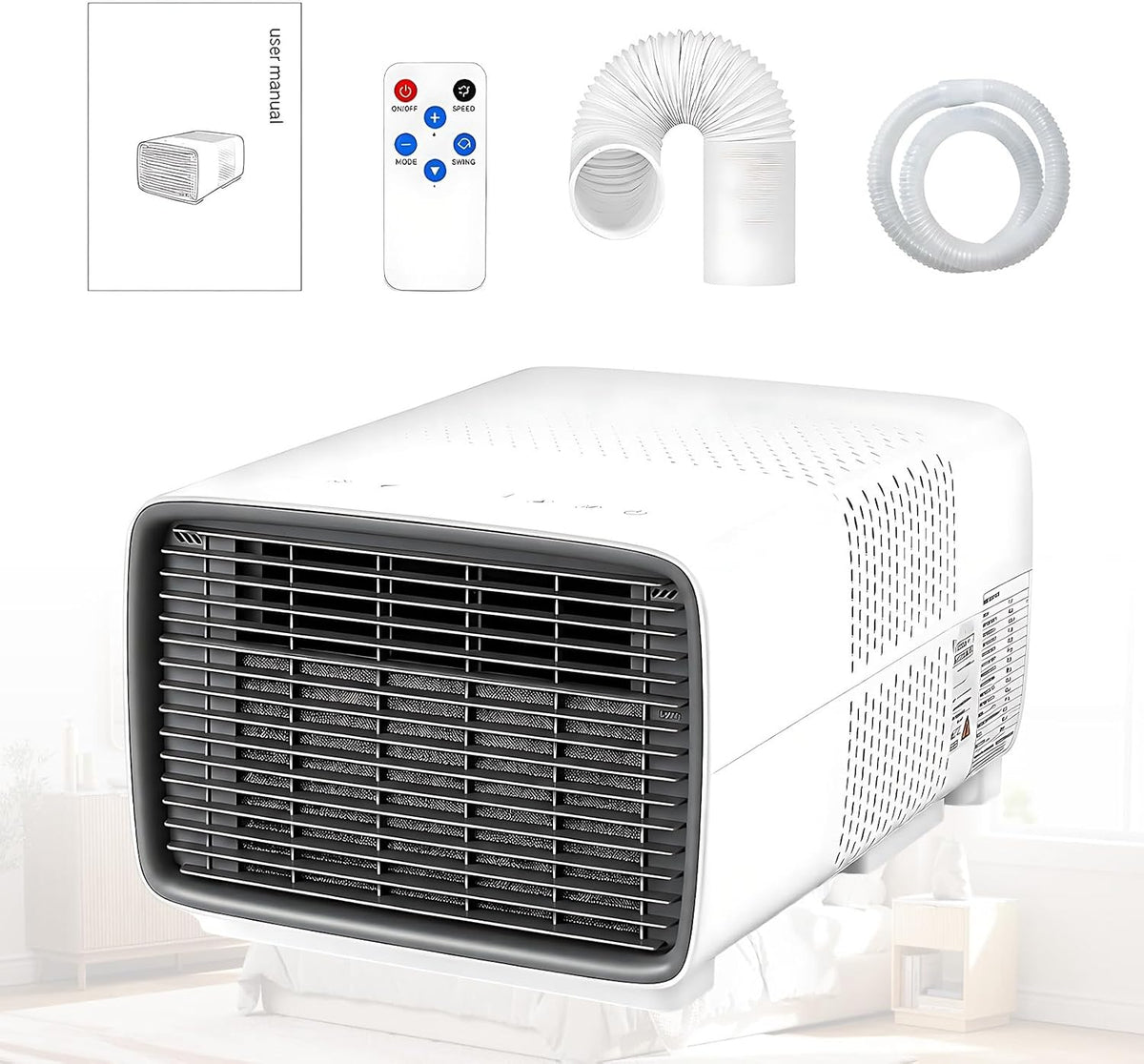 Mobiele airco Acentesoft Airconditioning, 2700 BTU Kleine Airco, Inclusief Flexibele Afvoerslang, voor Camping, voor Vrachtwagencabine, Tent, Camper